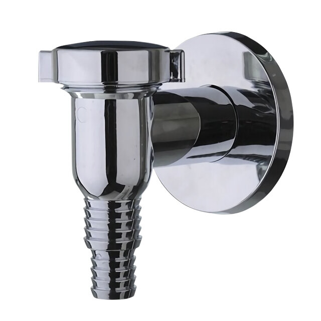 фото Клапан обратный, для стиральной машины, угловой, со штуцером, хром