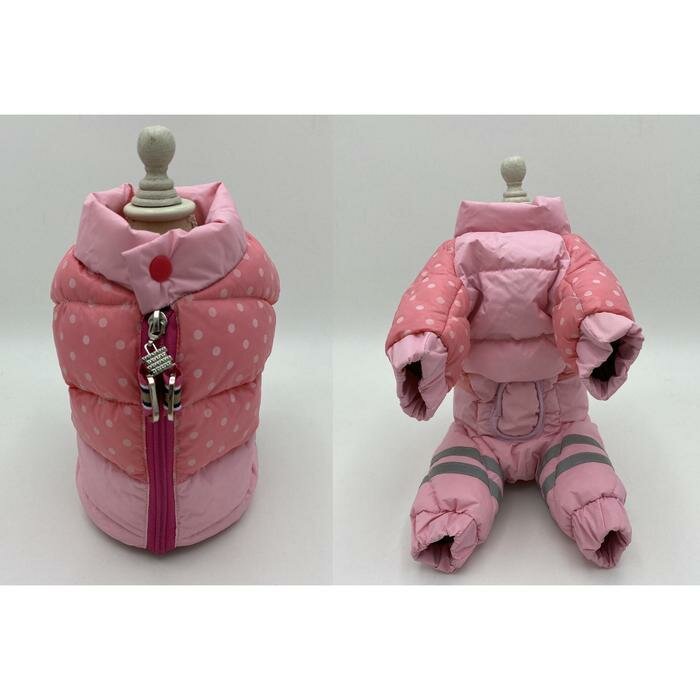 Комбинезон для собак "Горошек", размер 20 (ДС 43, ОГ 56, ОШ 41 см), розовый - фотография № 1