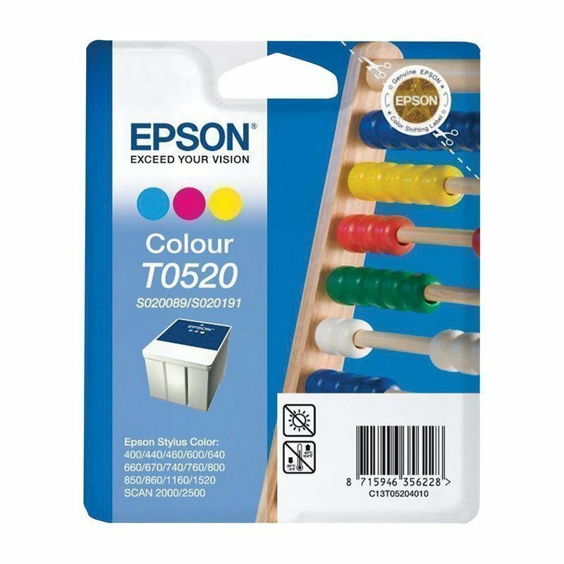 Картридж струйный EPSON (C13T05204010) Stylus Color 400/600/740/1520/Scan2000/2500 и другие, цветной, оригинал