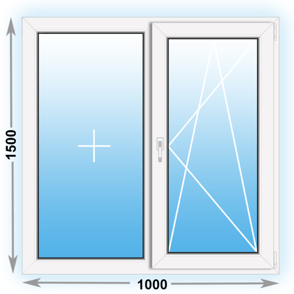 Пластиковое окно Veka WHS двухстворчатое 1000x1500 (ШxВ)
