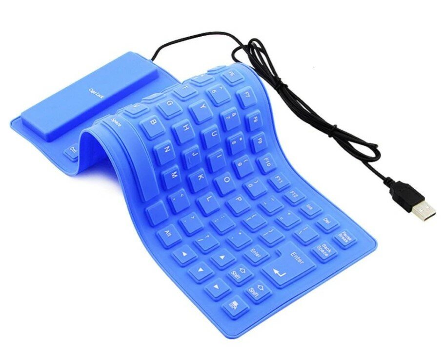 Гибкая силиконовая клавиатура, синий