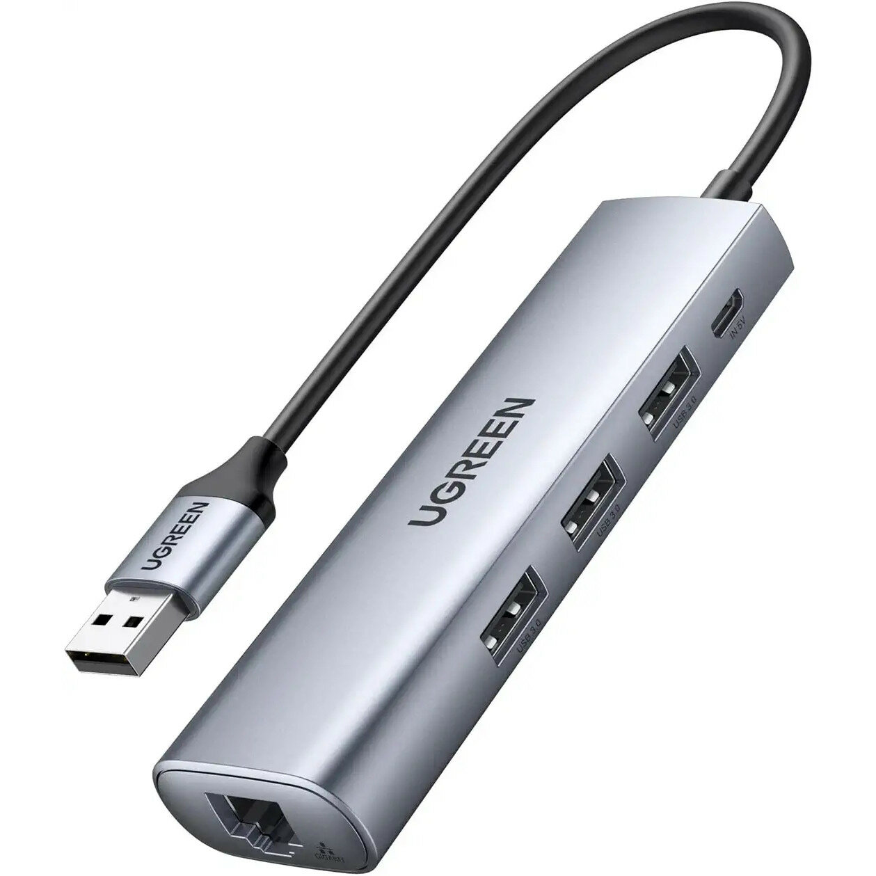 Сетевая карта Ugreen CM266 USB 3.0 - 3xUSB3.0+RJ45 Gray 60812