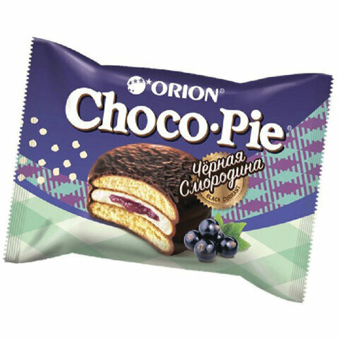 Печенье ORION "Choco Pie Black Currant" темный шоколад с черной смородиной, комплект 10 шт., 360 г (12 штук х 30 г), О0000013002 - фотография № 2