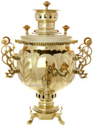 Комбинированный самовар 4,5 литра латунный шар "Премиум", Штамп, арт. 310514