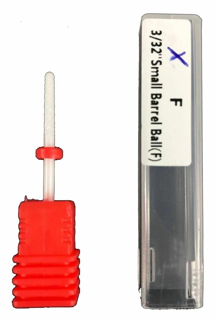 фото Фреза керамическая Х Small Barrel Ball F, обод красный, сверло, 1 шт