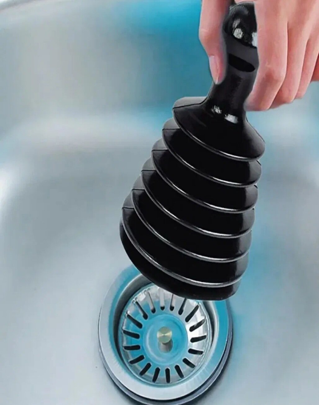 Вантуз -гармошка для очистки раковины и ванны от засоров, для прочистки труб - фотография № 1
