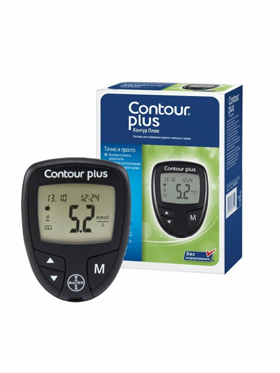 Глюкометр Contour Plus повышенной точности для измерения уровня глюкозы в крови Контур Плюс