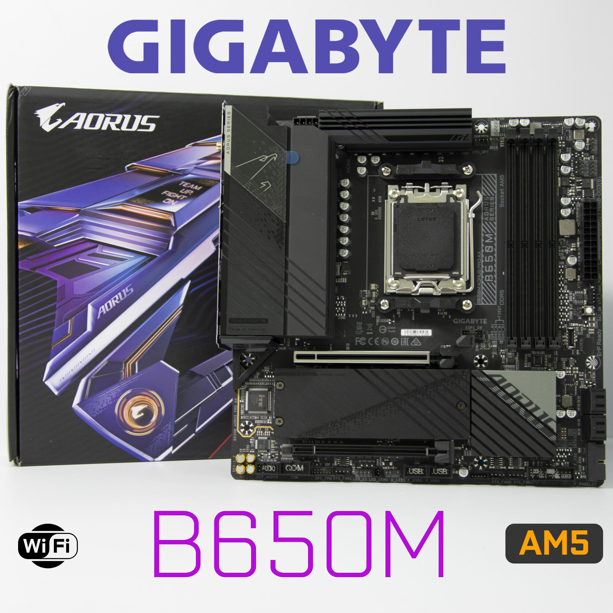 Материнская плата Gigabyte B650M AORUS PRO AX AM5 DDR5 Wi-Fi + BT M.2 Micro-ATX