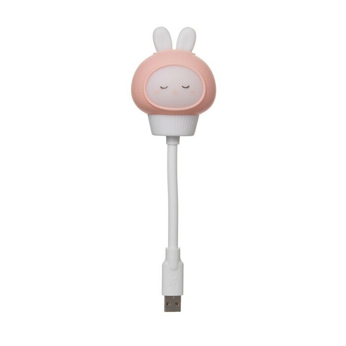 Ночник Зайчик LED USB бело-розовый 6,8х6х19 см - фотография № 4