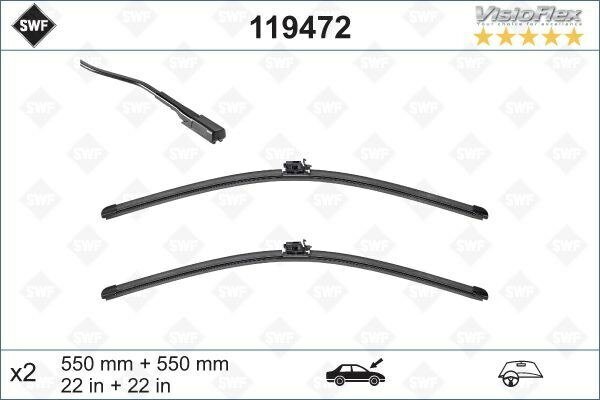 Щетка стеклоочистителя 550/550 мм бескаркасная комплект 2 шт swf visioflex 119472