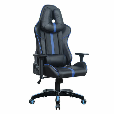 Кресло компьютерное BRABIX "GT Carbon GM-120" черное/синее