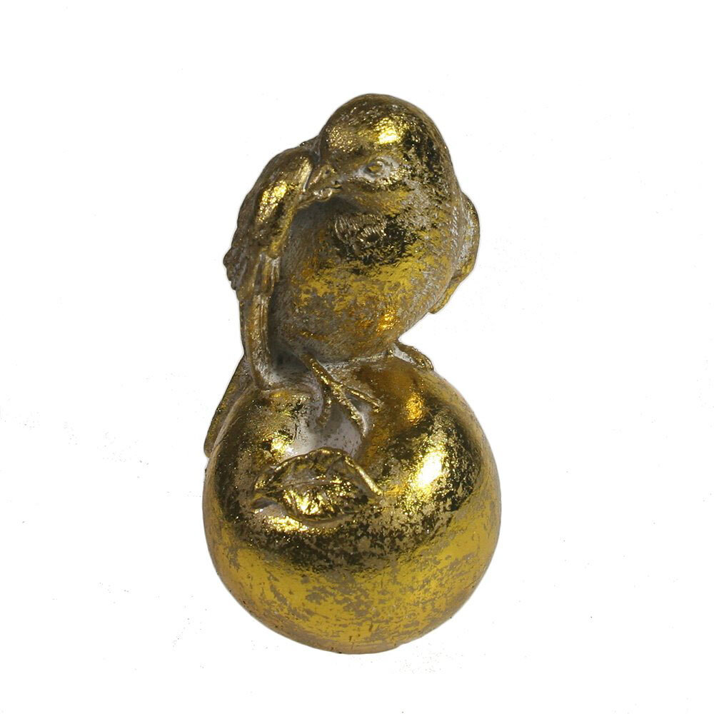 Фигура декоративная Птичка на яблоке чистит перья (золото) 7,5*6,5*12 KSMR-715284/D094