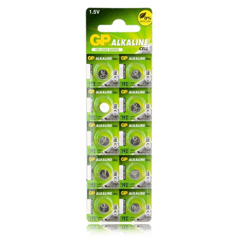 Дисковый элемент питания GP AG3/LR41/192 Alkaline 1.5V BL10 , 10шт.