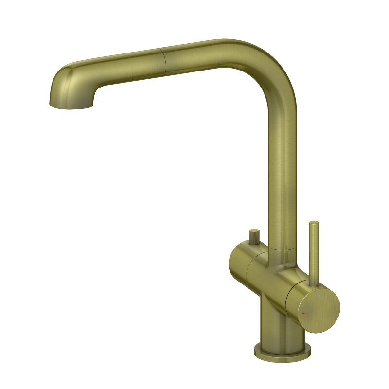 Смеситель для кухни Timo Saona 2346/02FL с подключением к фильтру и выдвижным изливом, антик