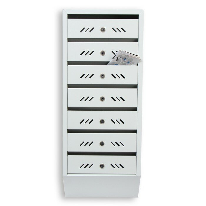 Ящик почтовый многосекционный, 7 секций, с задней стенкой, серый - фотография № 1