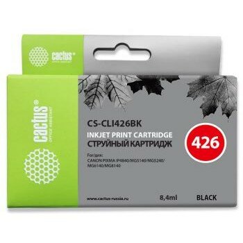 Cactus CLI426BK Картридж для Canon MG5140 5240 6140 8140 MX884, черный, 8.4 мл.