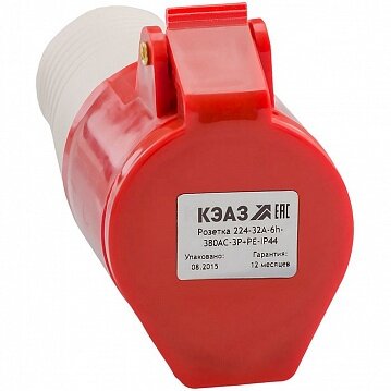 Розетка кабельная 224-32А-6h-380AC-3P+PE-IP44. 222752 КЭАЗ (2шт.)