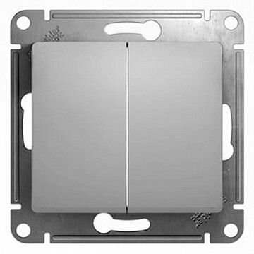 Выключатель 2-клавишный GLOSSA, скрытый монтаж, алюминий | код. GSL000351 | Schneider Electric (2шт.в упак.)