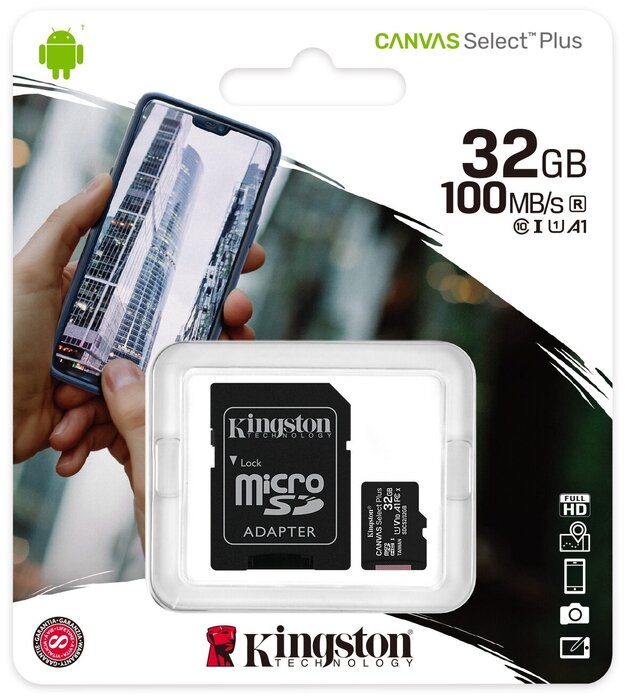 Kingston Карта памяти 32ГБ Kingston SDCS2/32GB microSD HC UHS-I + адаптер (ret)