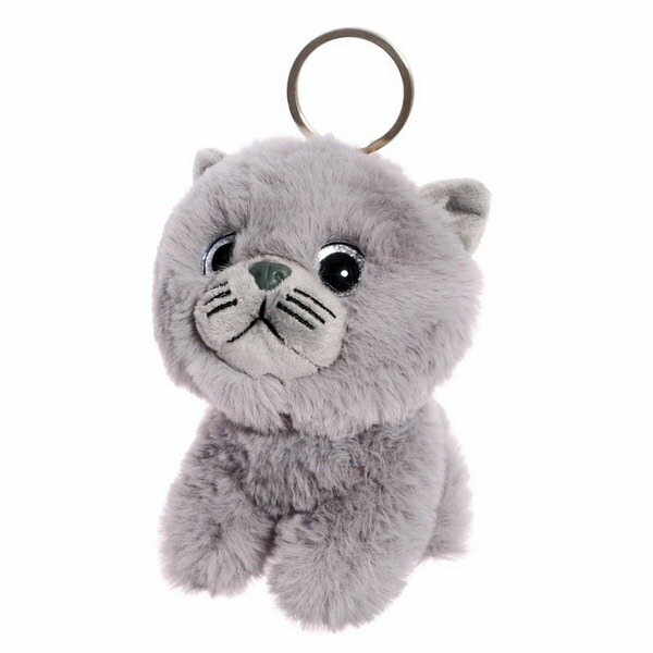 Мягкая игрушка "Котенок" с кольцом цвет серый 11 см