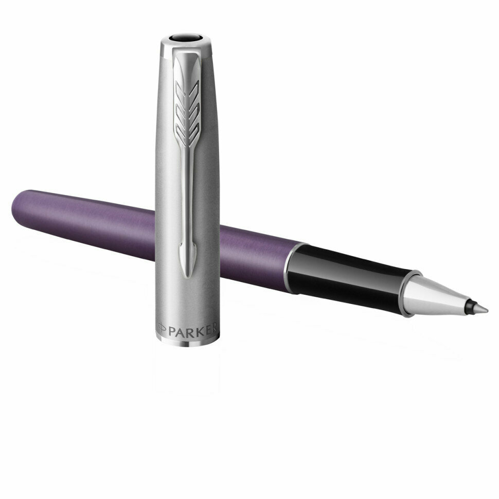 Ручка-роллер Sand Blasted Violet SB CT, черная PARKER - фото №1