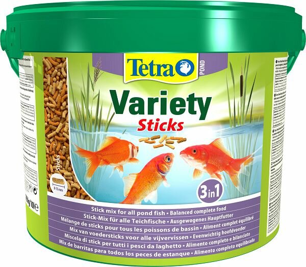 Tetra TetraPond Variety Sticks bucket корм для всех видов прудовых рыб, смесь палочек 10 л