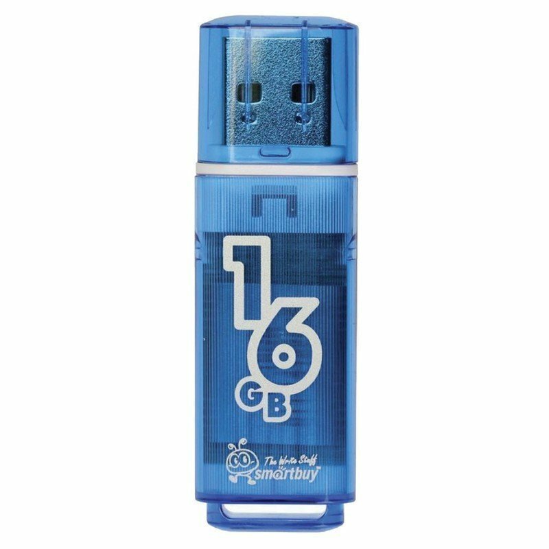 Флэш-диск 16 GB, SMARTBUY Glossy, USB 2.0, синий, SB16GBGS-B