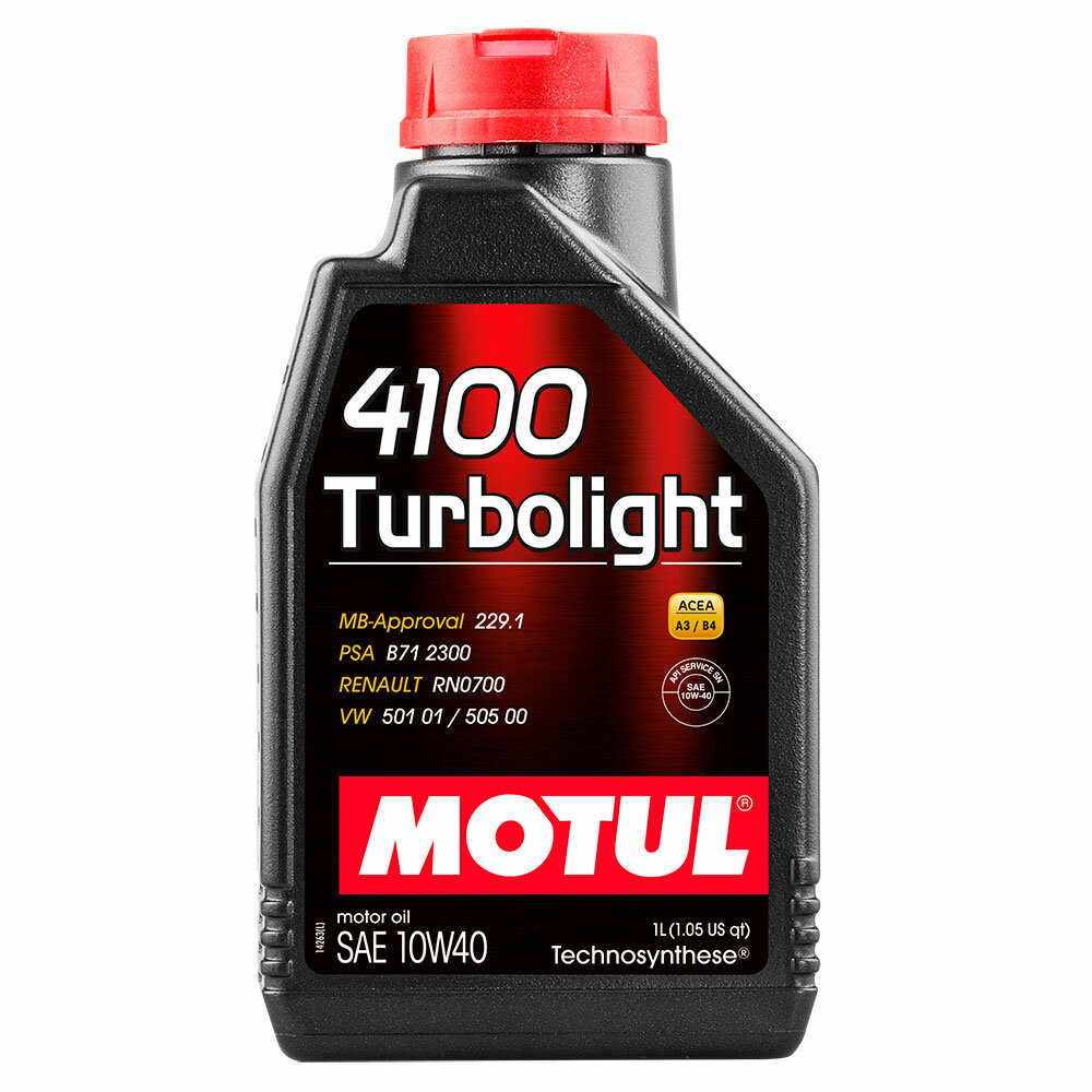 Моторное масло MOTUL 4100 Turbolight 10W40 Technosynt, 1л (арт. 108644) MOTUL-4100-10W40-1L