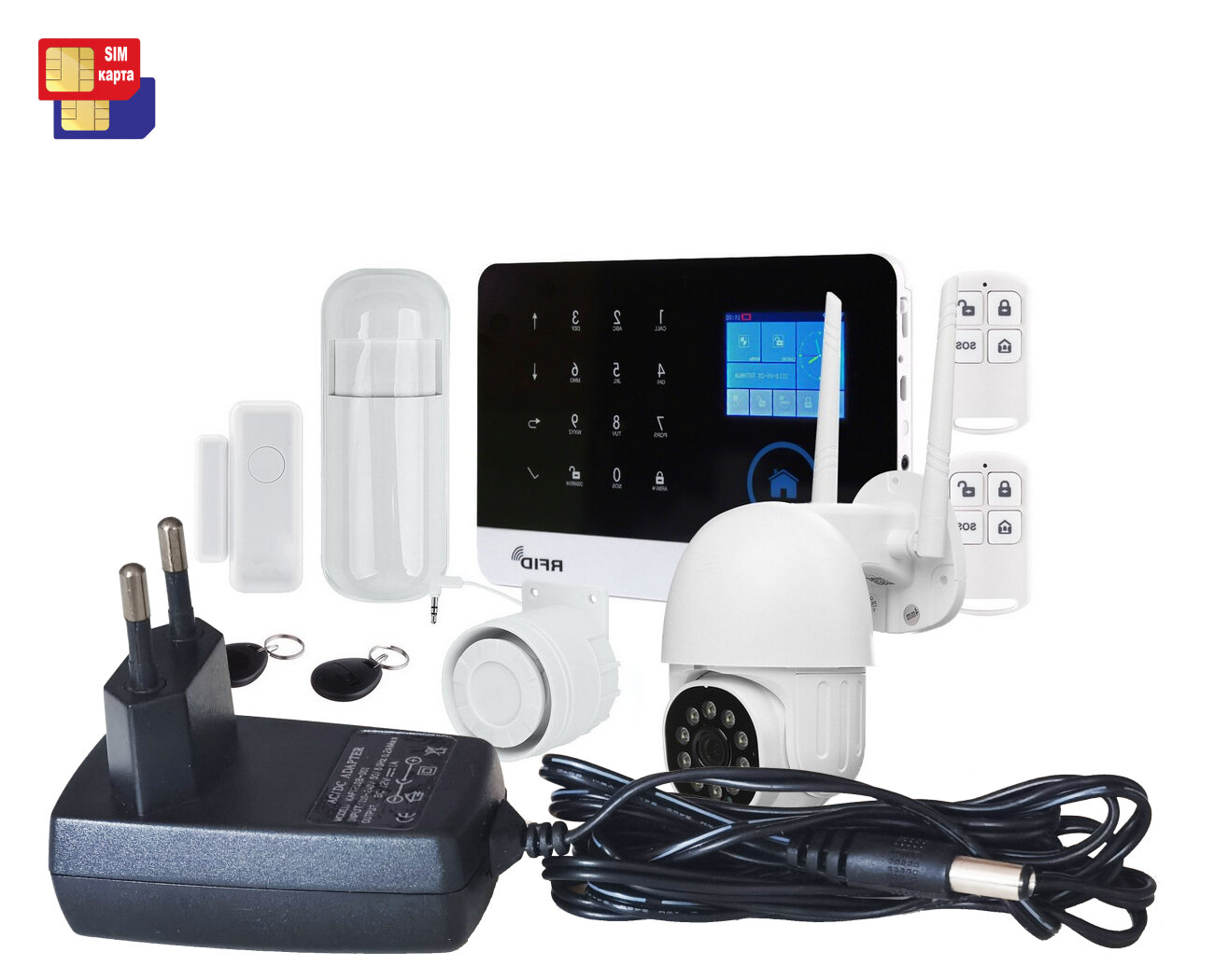 Набор GSM/Wi-Fi сигнализация с уличным видеонаблюдением: HDcom 9826(ASW5) и Страж Oko (S19567KOM) для дома, для квартиры и офиса