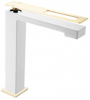 Смеситель для раковины Boheme Q 142-WG высокий, белый/золото