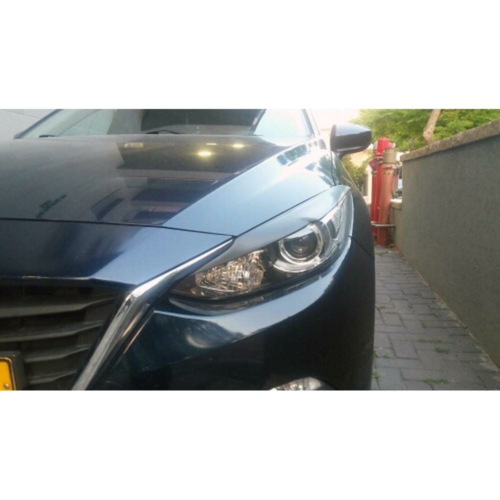 Реснички на фары для Mazda 3 / Мазда 3 2013-2016 автомобильный молдинг, пластиковые накладки на фары брови — фото 13