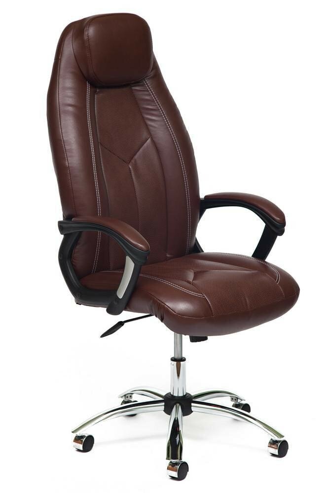 Кресло компьютерное Boss (хром) кож-зам, коричневый
