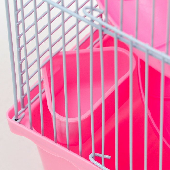 Пижон Клетка для мелких грызунов "Пижон", с наполнением, 23 х 17 х 45 см, розовая - фотография № 8