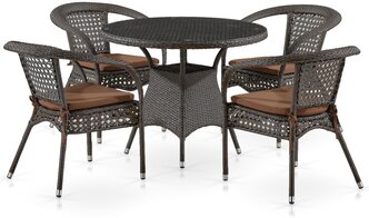 Комплект плетеной мебели Афина Лион-1A T220CT/Y32-W53 4Pcs Brown