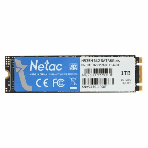 SSD накопитель NETAC N535N NT01N535N-001T-N8X 1ТБ, M.2 2280, SATA III, M.2