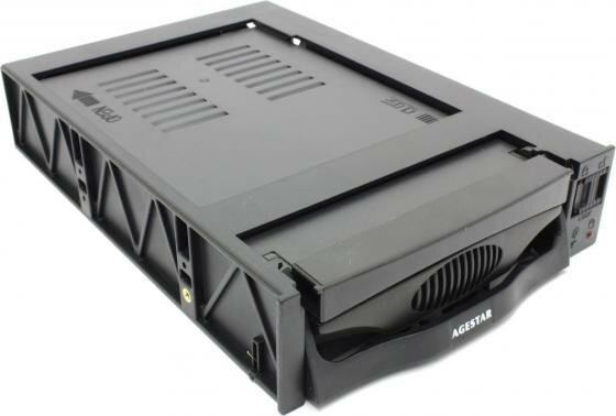 Agestar Съемный контейнер Agestar SR3P-SW-2F для 3.5 SATA HDD, 2вент., черный (SATA) (ret)