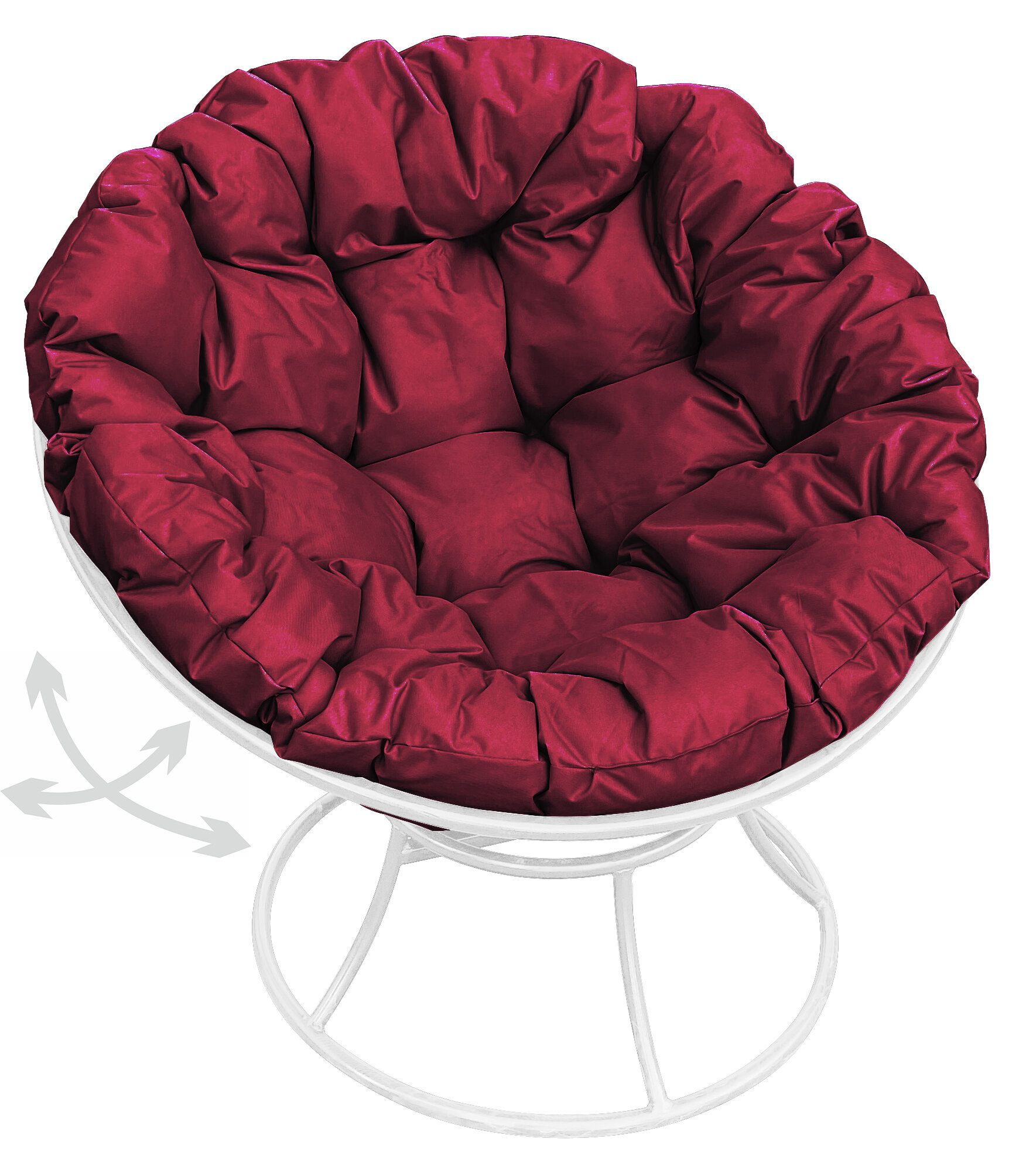 Кресло m-group папасан пружинка белое, бордовая подушка