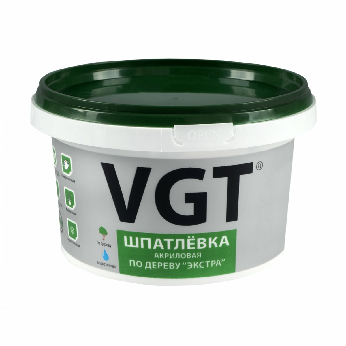 Шпатлевка по дереву VGT Экстра, акриловая, 1 кг, белая