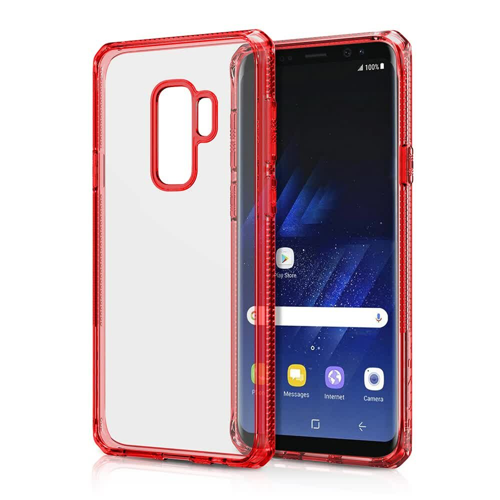 Чехол-накладка ITSKINS HYBRID CLEAR для Samsung Galaxy S9 plus красный/прозрачный