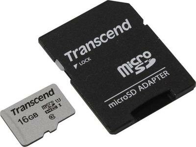 Transcend (ts16gusd300s-a) microSDHC 16Gb Uhs-i U1 + microSD--)SD Adapter .