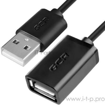 Удлинитель Greenconnect 1.5m USB 2.0, Am/af, черный, 28/28 Awg, экран, армированный, морозостойкий,