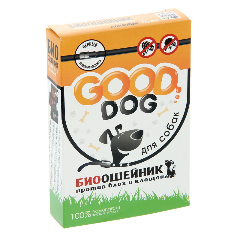 Средства от блох для собак GOOD Dog БИОошейник Антипаразитарный от блох и клещей 65 см оранжевый (0.05 кг) 12 шт. (2 упаковки)