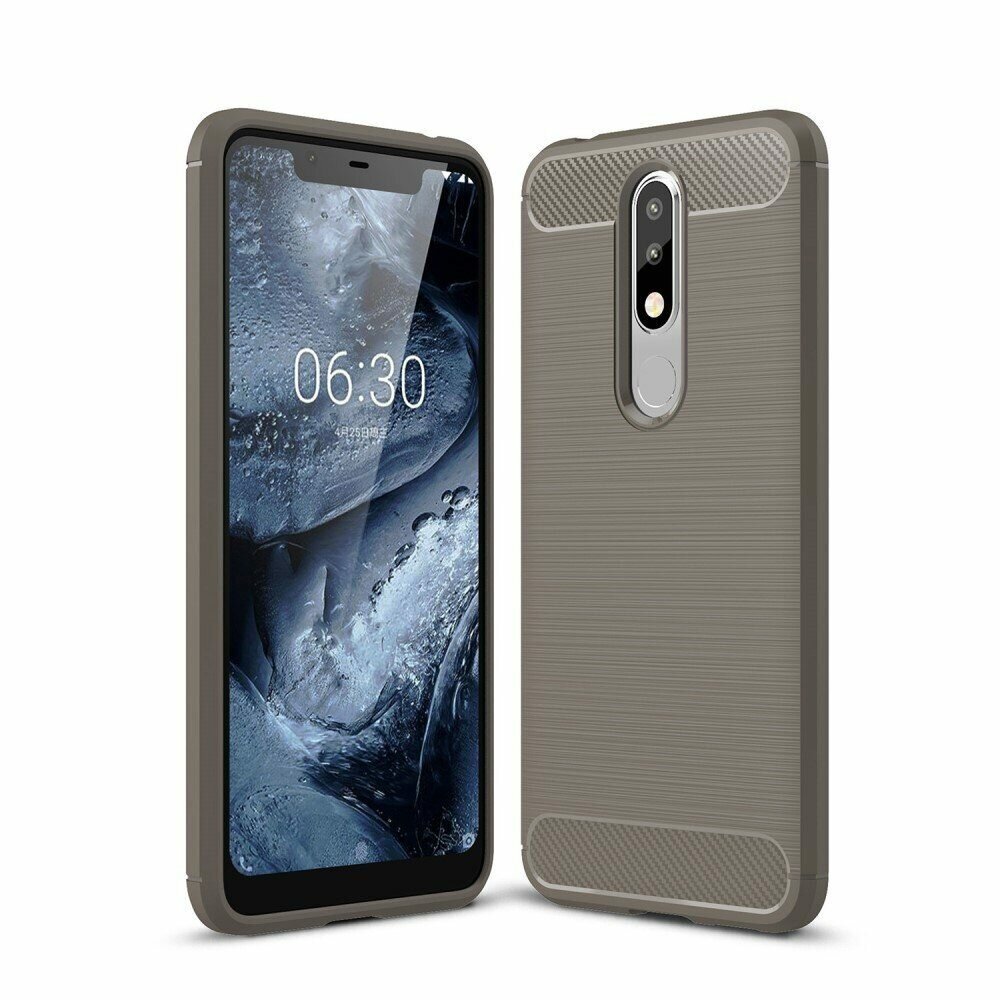 Чехол-накладка Carbon Fibre для Nokia 5.1 Plus / Nokia X5 (серый)