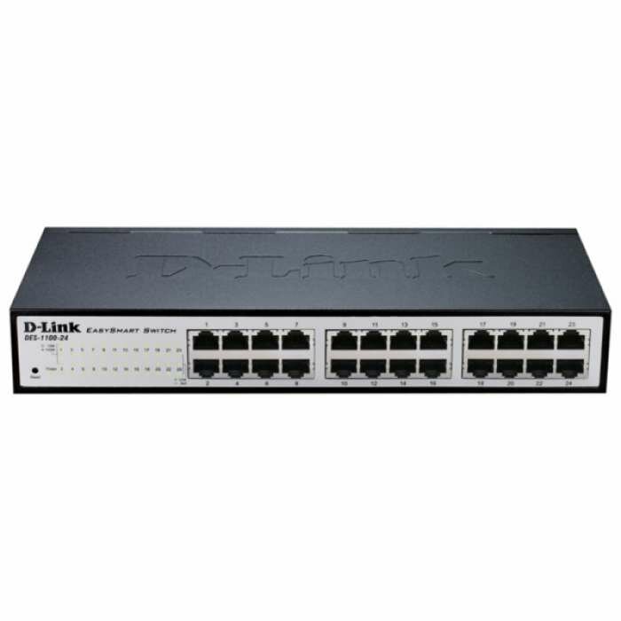 Коммутатор D-Link DES-1100-24/A2A, L2 Smart Switch with 24 10/100Base-TX ports.8K Mac address, 802.3x Flow Control, Port Trunking, Port Mirroring, IGMP Snooping, 32 of 802.1Q VLAN, VID range 1-4094, Loopback De