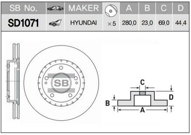 Тормозной диск передний SANGSIN BRAKE SD1071