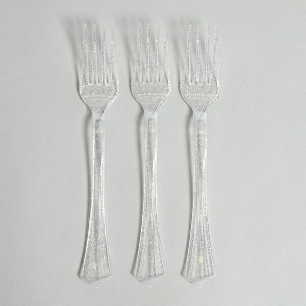 Вилки пластиковые "Блеск", в наборе 12 штук, цвет серебро - фотография № 1
