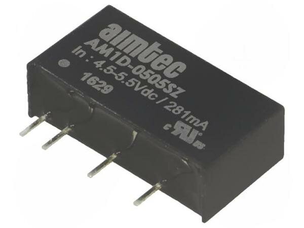 Преобразователь Aimtec AM1D-0505SZ, Преобразователь: DC/DC, 1Вт, Uвх: 4,5-5,5В, 5ВDC, Iвых: 200мА, SIP7, 1шт