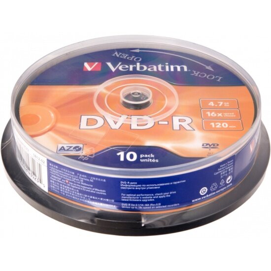 Диск DVD-R Verbatim 4.7Gb 16x AZO