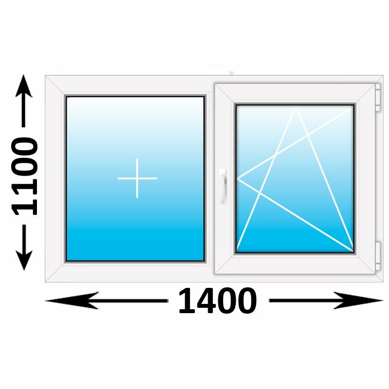 Пластиковое окно Melke двухстворчатое 1400x1100 (ширина Х высота) (1400Х1100)