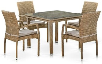 Комплект плетеной мебели Афина T257B/Y379B-W65 (4+1) Light Brown